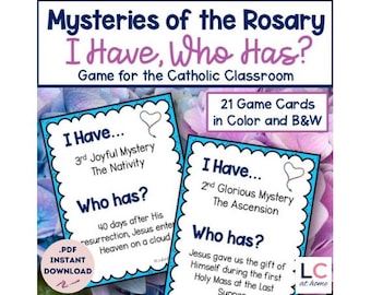 Mysteries of the Rosary I Have Who Has Game | Mary in May | Catholic Kids | Blessed Mother Sunday School Activity
