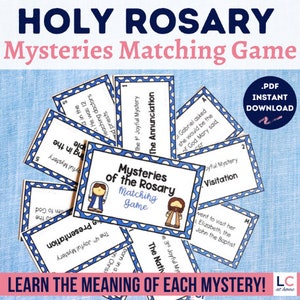 Mysteries of the Holy Rosary Matching Game Activity | Catholic | Rosary for Kids