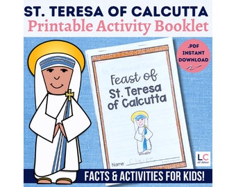 Saint Teresa of Calcutta Printable Activity Booklet for Catholic Kids | Mother Teresa Facts Prayers and Response Activities