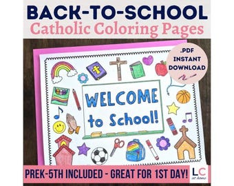 Catholic School Coloring Pages | Back to School Activity (Digital Download)