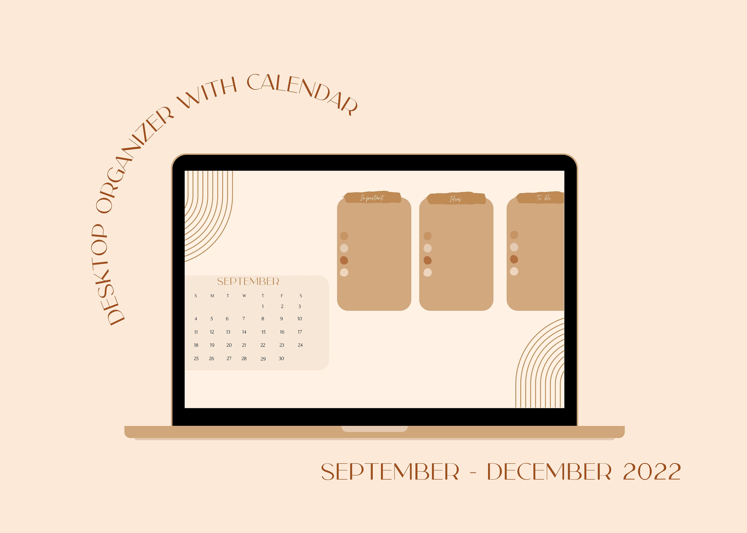 Neutral Boho Desktop Wallpaper Organizer - Etsy