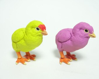 Takara, Kaiyodo ChocoQ Pets Part 5 #secret 2 Baby Chick (yellow & purple)
