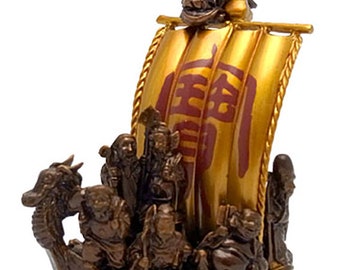 Takara Fukujin Netsuke Gods #1 Treasure Ship Secret  (gold version)