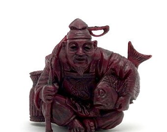 Takara Fukujin Netsuke Gods #2 Ebisu God of Fishermen and Luck (wood version)