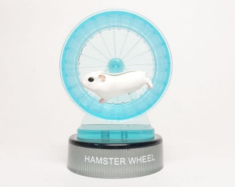 Horico, Kaiyodo Hamster's Figure Collection #s1 Hamster Wheel (blue) with Dzungnan Hamster (white) 2006 release