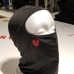 ski mask broken heart design black balaclava mask