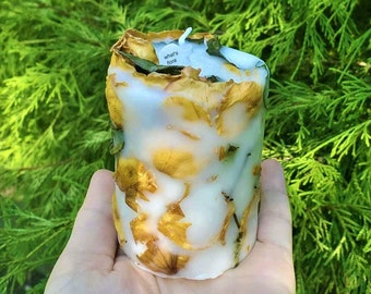 Christmas gift Floral Candles Soy Wax Pillar Candles Dried Flower Botanical Candles Handmade Interior Decor Gift