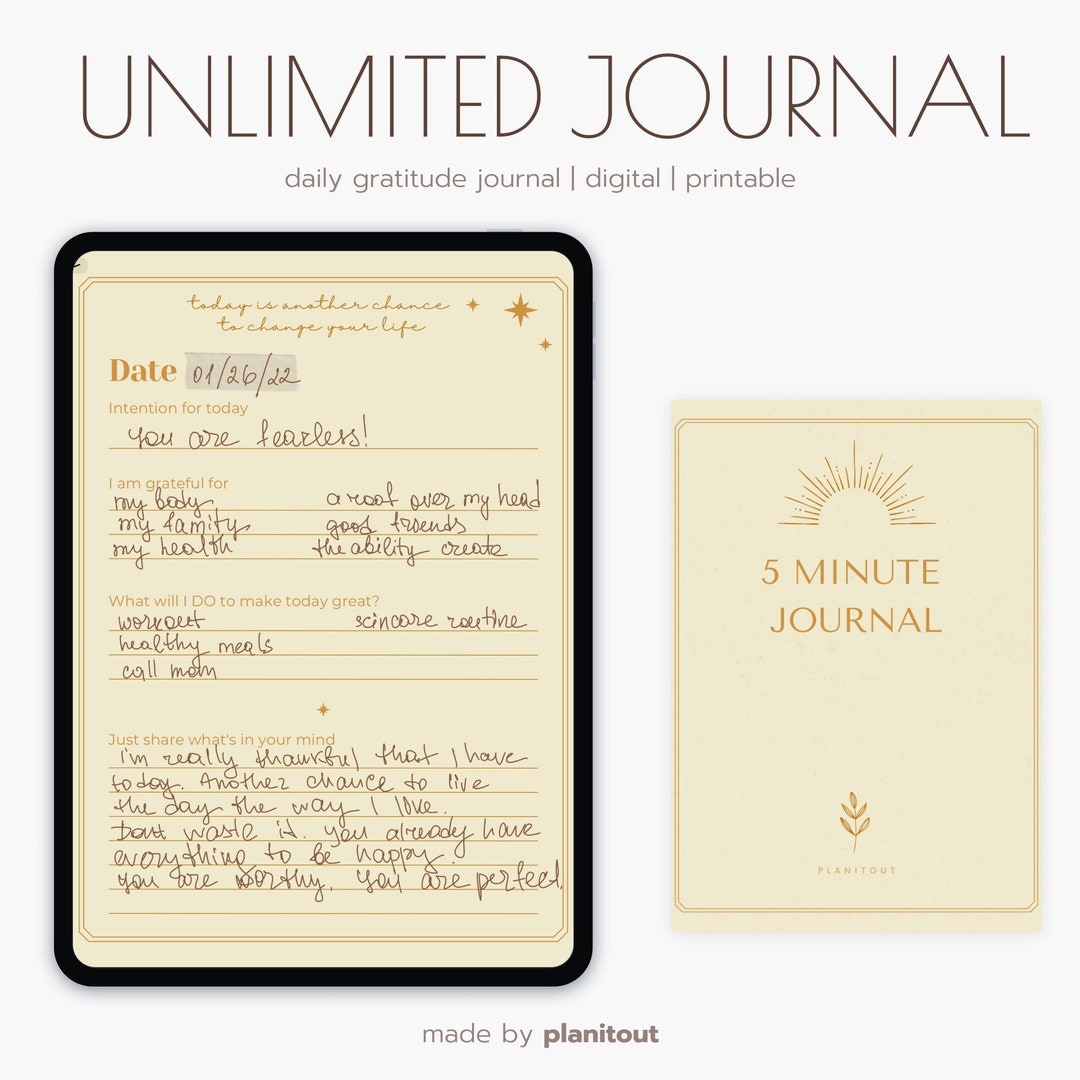 5 Minute Gratitude Journal Digital and Printable PDF for - Etsy