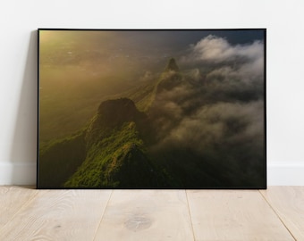 Tree Peaks Range, Oahu Hawaii, Sunrise Over Olomana Print