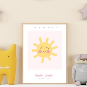 Personalisierter neuer Baby-Sonnenschein-Druck, digital oder a4-Option