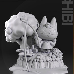 Chibi Ankha Diorama 3D Resin Print | AC
