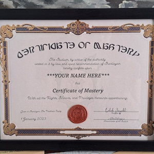 FFXIV Job Mastery Certificate w/ Frame (Strologian, Scholar, Sage, White Mage)