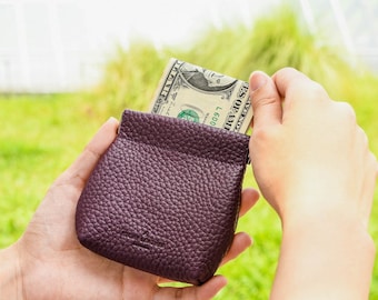 Echtleder Taschensack für Läden Schlüssel, Geld, Münzen, kleine Kosmetik und mehr - in lila