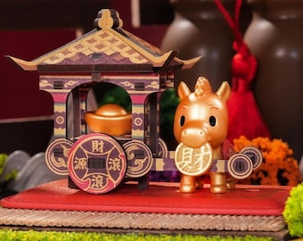 2026 Year of the Horse Figurine, Feng Shui Wealth Charm, Brass & Leather Horse Statue, Lunar New Year Decor, Prosperity Gift