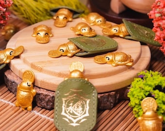 Health and Wellness Turtle Charm (Green), 2026 Temple Blessed Amulet, Solid Brass Tortoise for Good Health, Blessing, Get Well Gift