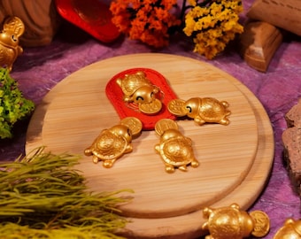Money Biting Turtle Feng Shui Talisman - 2026 Lucky Turtle Charm, Temple Blessed Brass Tortoise, Year of The Horse Prosperity Amulet