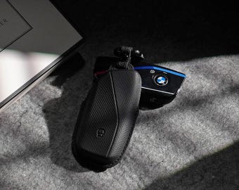 Black Leather Car Key Cover for BMW Car Keys | Italian Leather Key Fob Case | Exclusive BMW Form Fit