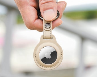 Genuine Leather Apple AirTag Cover Keychain in Multiple Colors