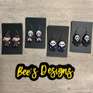 Horror Movie Earrings, Halloween Earrings, Drop Earrings, Dangle Earrings