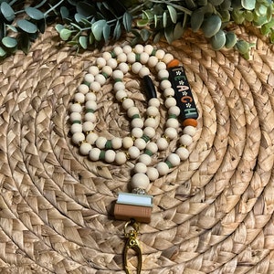 Boho Wooden Beaded Teacher Breakaway Lanyard, ID Badge Lanyard