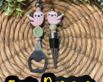 Sloth Bottle Opener and Wine Stopper Set