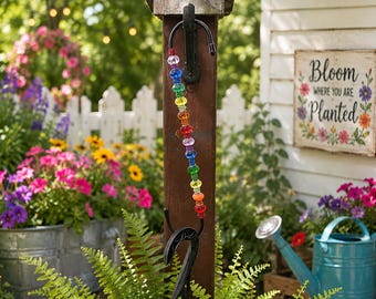 Beaded Plant Hook | Decorative Garden S Hook | Hanging Plant Hook | Gift for Garden Lovers | Colorful Outdoor Decor | Handmade