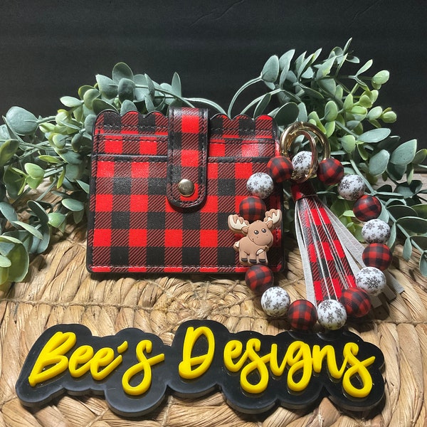 Red Buffalo Plaid Wallet and Wristlet Set