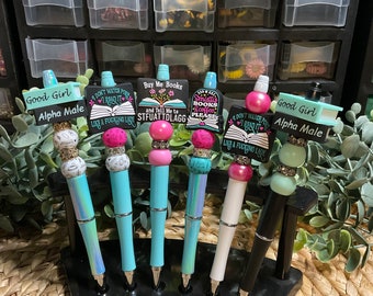 Bookish Silicone Bead Pen: Adult Humor Ballpoint Pen, Refillable