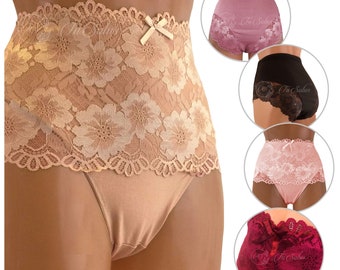 3 PACK High Waisted BRIEFS Floral Lace Ladies/Women UK Size 10-20