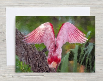 Roseate Spoonbill,  Original Art, 5x7 Note Card with Envelope, Blank Inside