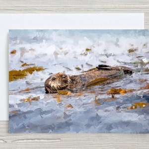 Sea Otter, Original Art, 5x7 Note Card with Envelope, Blank Inside