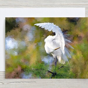 Great Egret, Original Art, 5x7 Note Card with Envelope, Blank Inside