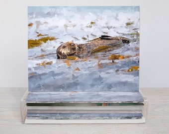 Ocean Wildlife Box Set, Original Art, 5x7 Note Cards with Envelopes, Blank Inside, Set of 5