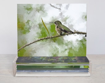 Hummingbirds and Butterflies Box Set, Original Art, 5x7 Note Cards with Envelopes, Blank Inside, Set of 5