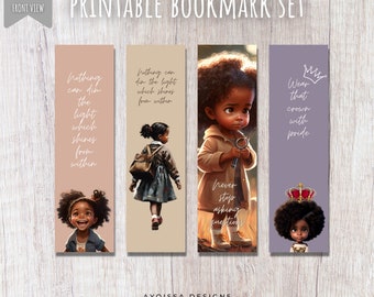 Printable Black Girl Bookmark, Black Child Bookmark, Bookmark template African American, Motivational Bookmark, African American Bookmark