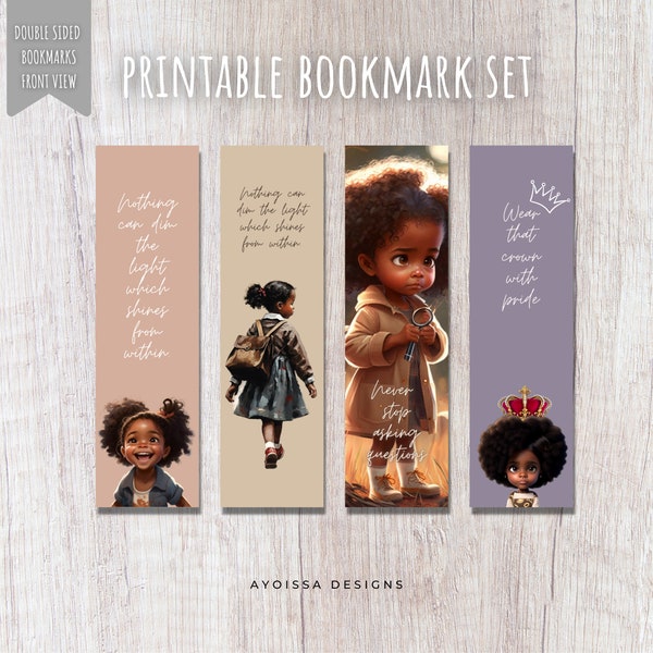 Printable Black Girl Bookmark, Black Child Bookmark, Bookmark template African American, Motivational Bookmark, African American Bookmark