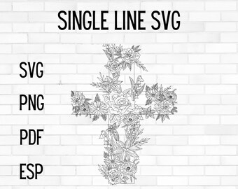 Flower Cross SIngle Line SVG for foil quill draw tool engraving tool infusible ink markers and pens