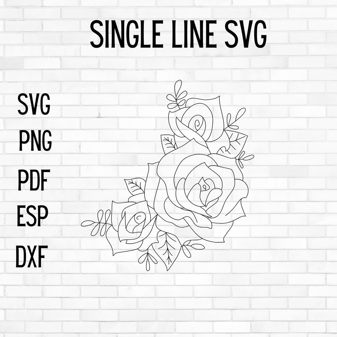 Curved Roses Single Line SVG Png Dxf Eps Pdf - Etsy