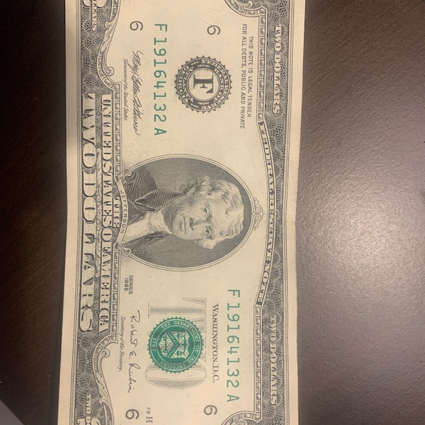 1995 2 Dollar Bill Etsy