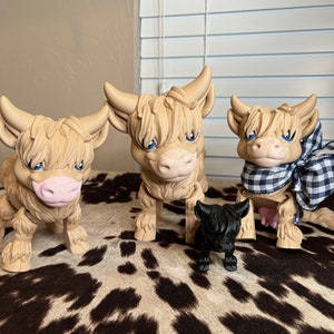 Cute 3D Articulated Highland Cow Fidget Toy - 3D Printed Animal
