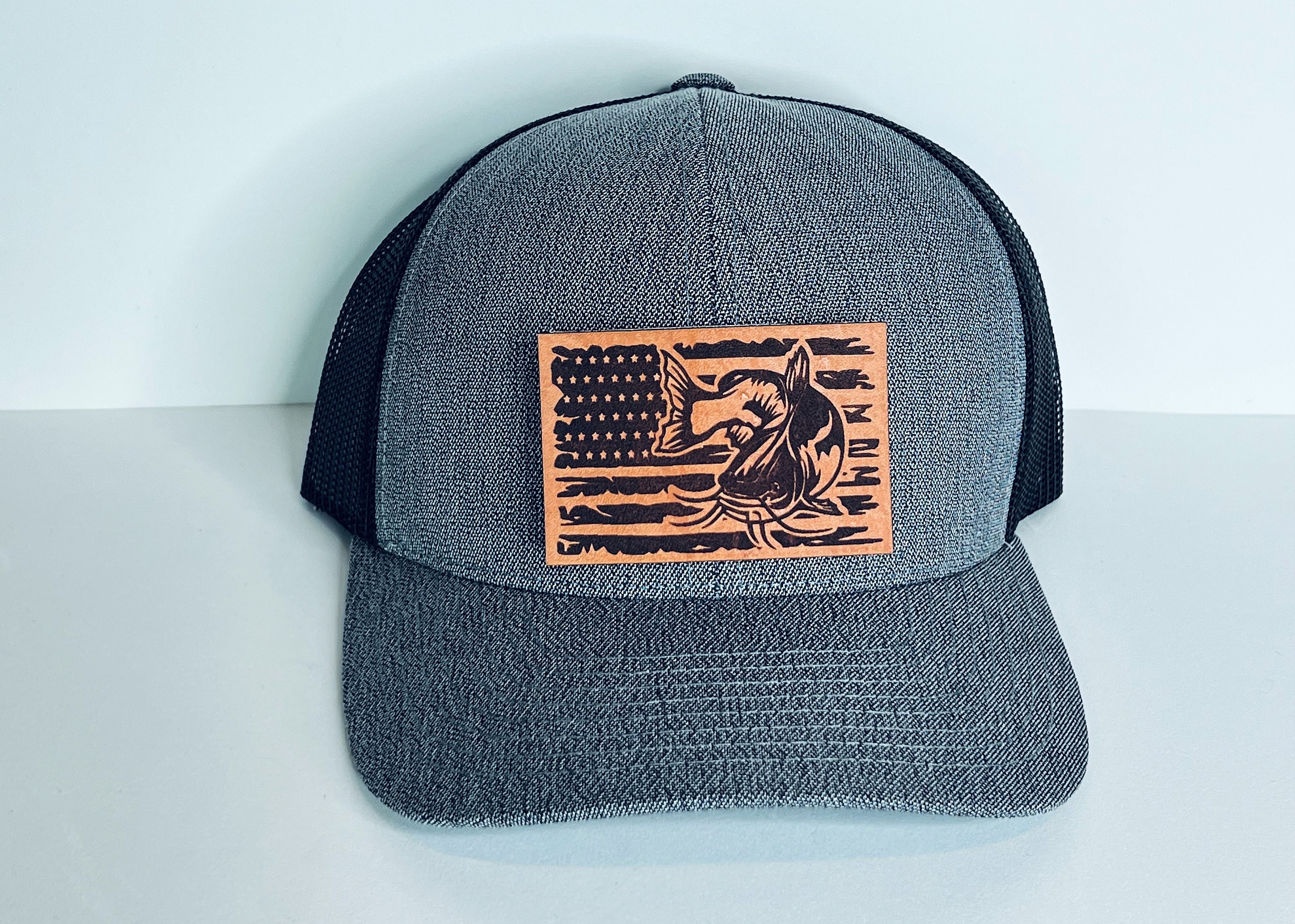 Striped Bass Patch Hat, Custom Richardson 112 Leather Patch Hat