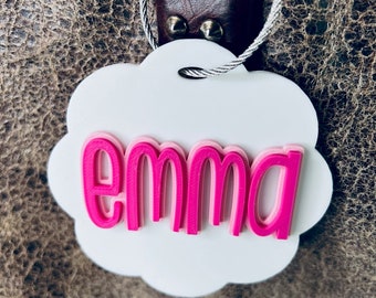 Scalloped Name Bag Tag, Bogg Bag Charm, Backpack Name Tag, Childs Name Tag, Diaper Bag Tag, Personalized Name Tag, 3D Printed Name Tag