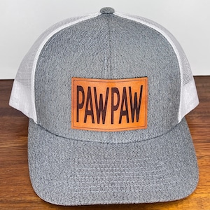 Paw Paw Hat. Engraved Leather Hat Patch, Custom Paw Paw Patch. Richardson Snapback Hat, Cap