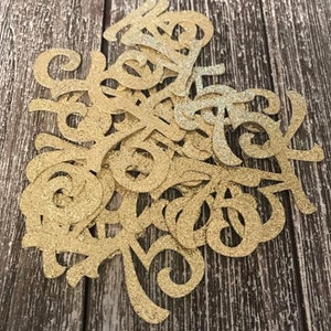 Decoraciones de confeti de mesa con purpurina para fiesta de aniversario de 75 cumpleaños