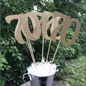 70th Birthday Anniversary Party Glitter Table Age Centerpiece Decorations Set of 5 CHOICE OF COLORS