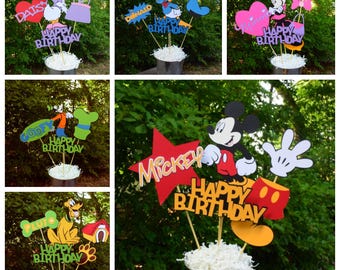 Mickey Mouse Minnie Mouse, Donald Duck, Daisy Duck, Goofy and Pluto  Birthday Party Centerpiece Set of 6 Table Decorations Kids Birthday