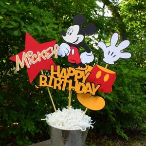 Centro de mesa para fiesta de cumpleaños de Mickey Mouse, decoraciones para cumpleaños infantiles