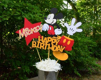 Centros de mesa para fiestas de cumpleaños de Mickey Mouse, decoraciones para cumpleaños infantiles