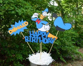 Decorações de mesa central para festa de aniversário do Pato Donald Decorações de aniversário infantil