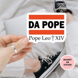 Magnete/adesivo per auto "Da Pope Papa Leone XIV", adesivo religioso del Papa americano, etichetta con simboli della fede cattolica, adesivo per laptop, adesivo di Papa Leone XIV